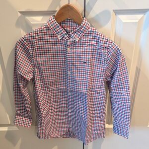Vineyard Vines Boys Plaid Button-Down Shirt — Red, Blue, White